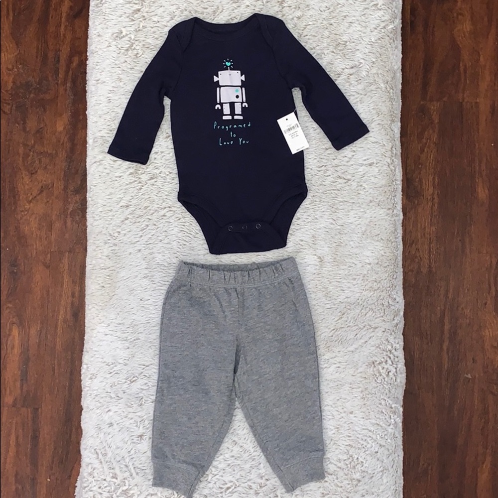 “Programed to Love You” long-sleeve onesie set